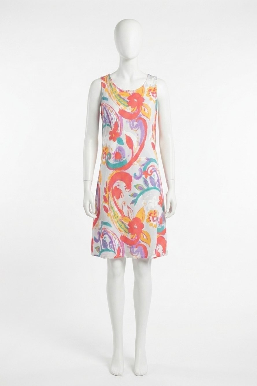 NEW HABITAT cotton boho print tank dress in coral